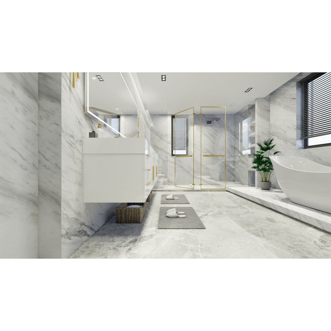 Bethany 84-inch Wall-mounted Vanity with Reinforced Acrylic Sinks