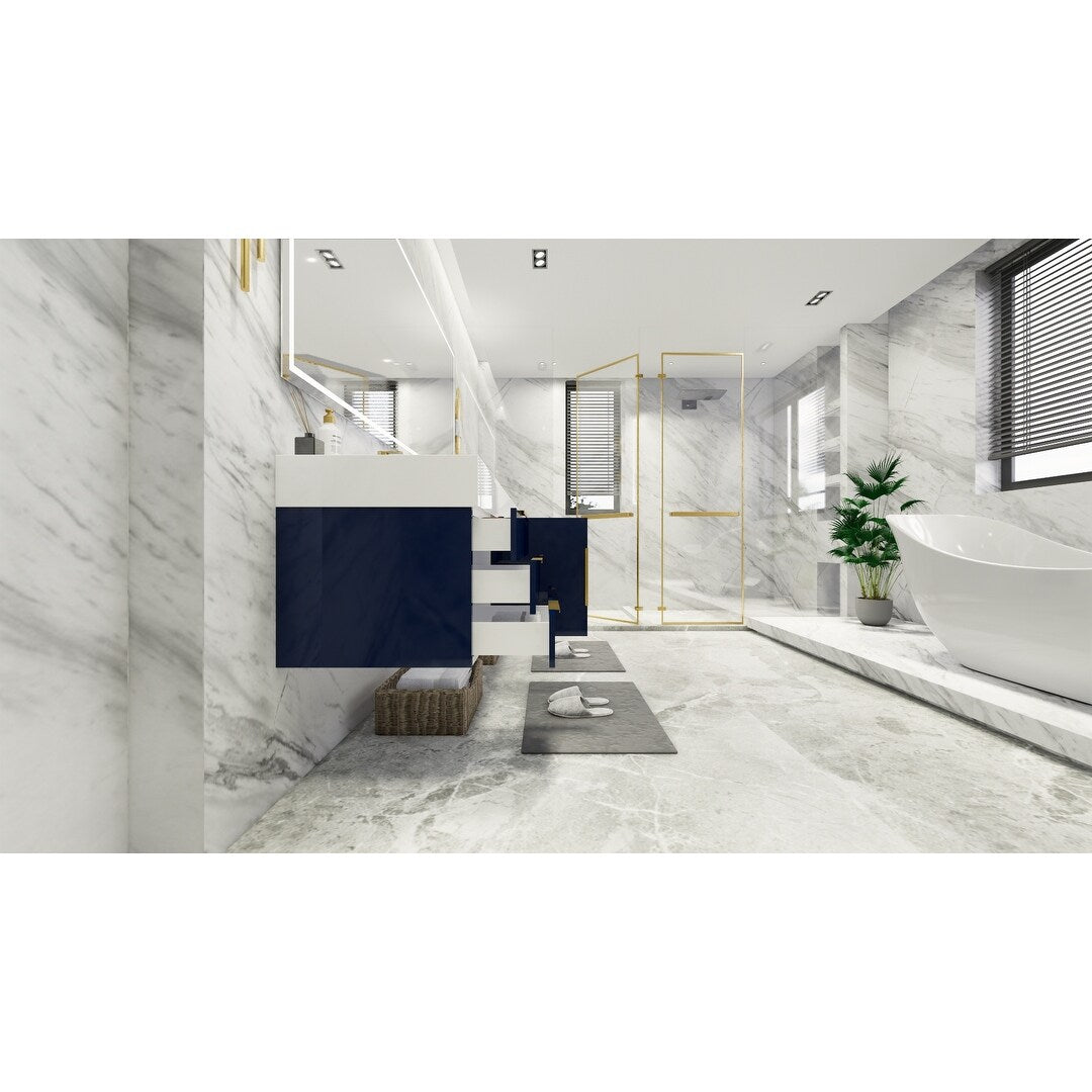 Bethany 84-inch Wall-mounted Vanity with Reinforced Acrylic Sinks