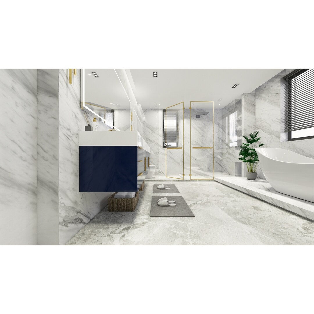 Bethany 84-inch Wall-mounted Vanity with Reinforced Acrylic Sinks