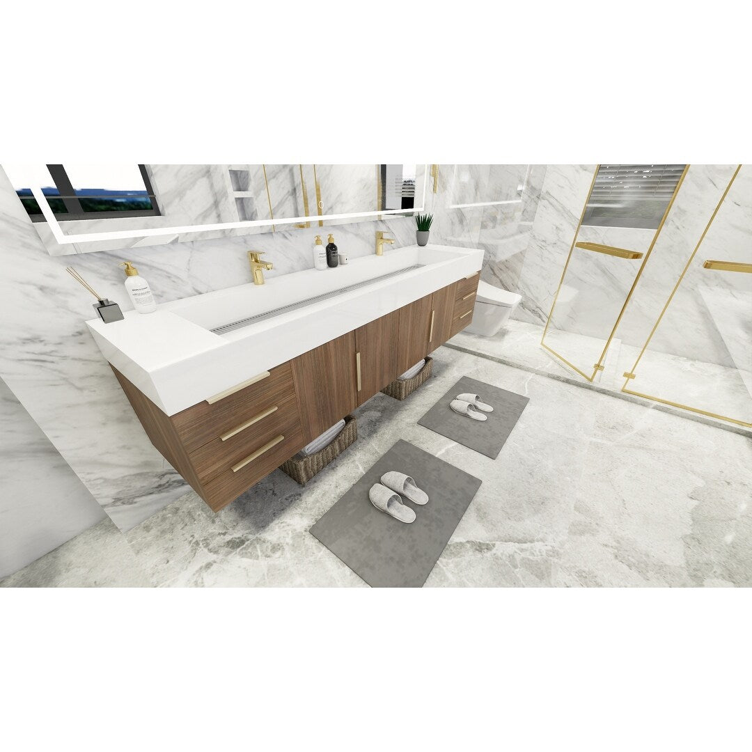 Bethany 84-inch Wall-mounted Vanity with Reinforced Acrylic Sinks