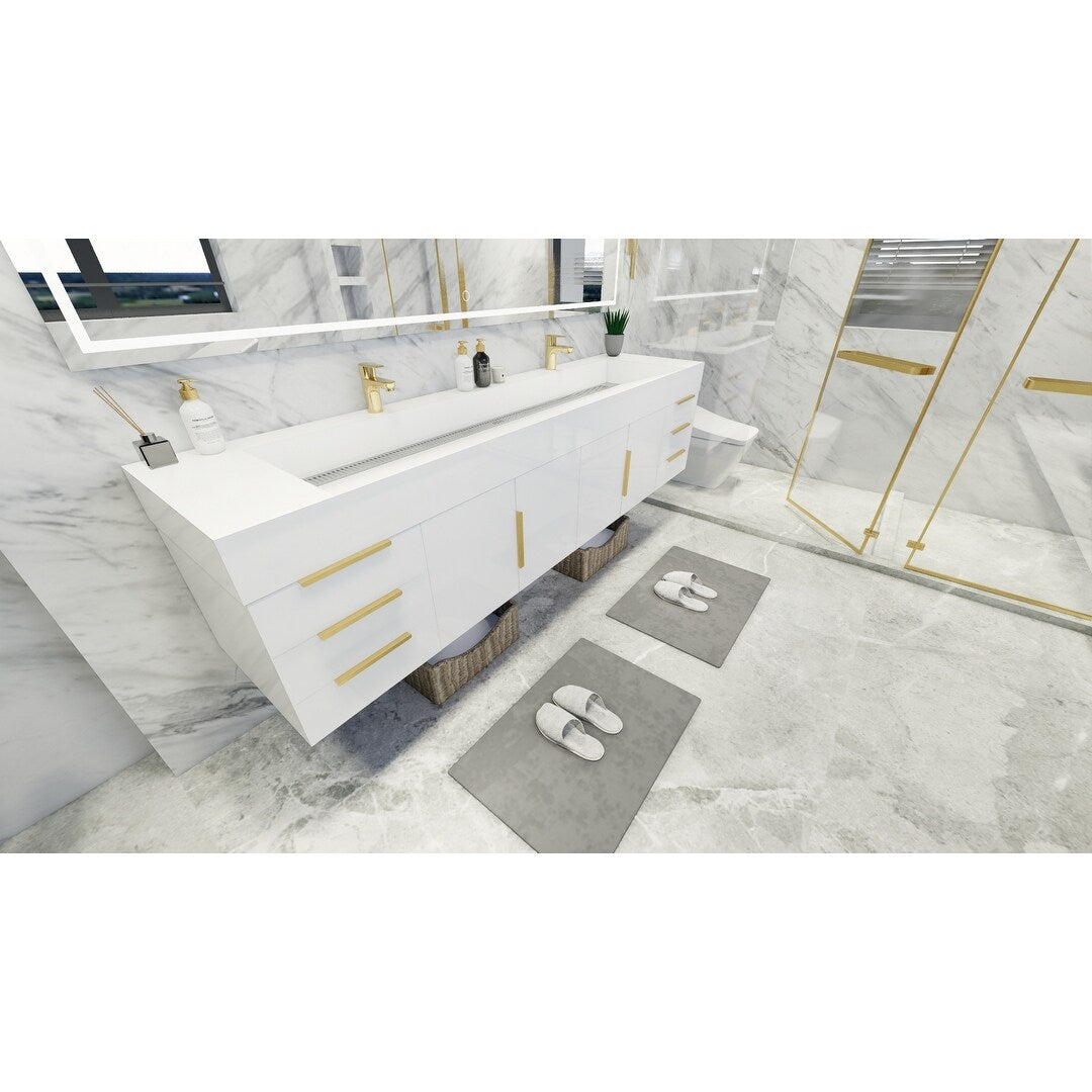 Bethany 84-inch Wall-mounted Vanity with Reinforced Acrylic Sinks