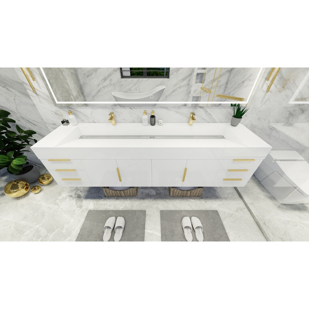 Bethany 84-inch Wall-mounted Vanity with Reinforced Acrylic Sinks