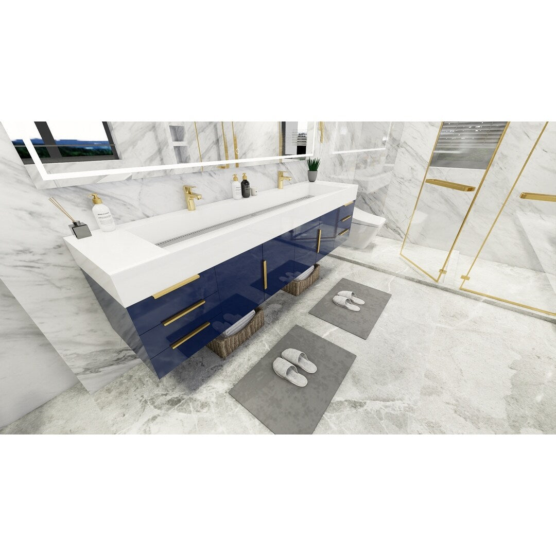 Bethany 84-inch Wall-mounted Vanity with Reinforced Acrylic Sinks