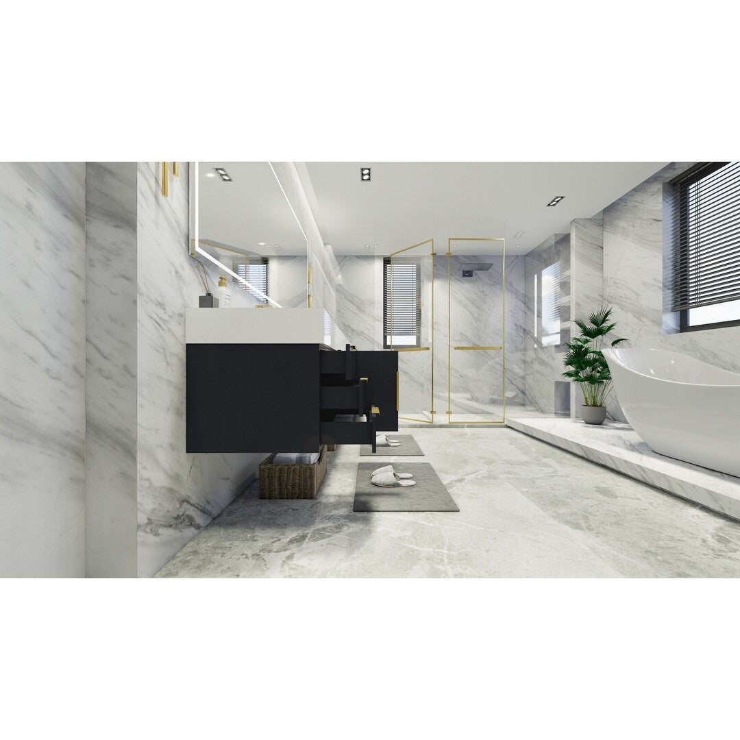Bethany 84-inch Wall-mounted Vanity with Reinforced Acrylic Sinks