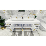 Bethany 84-inch Wall-mounted Vanity with Reinforced Acrylic Sinks
