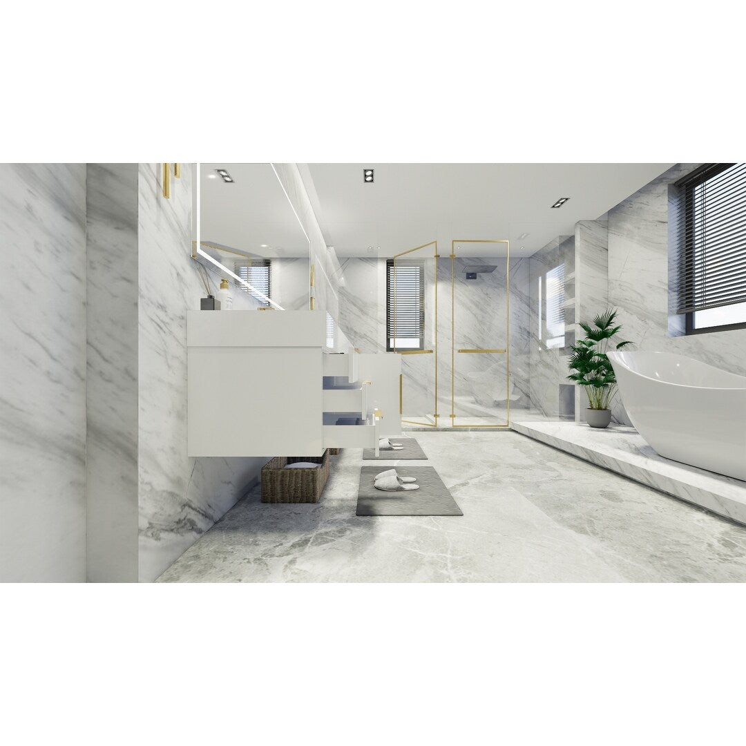 Bethany 84-inch Wall-mounted Vanity with Reinforced Acrylic Sinks