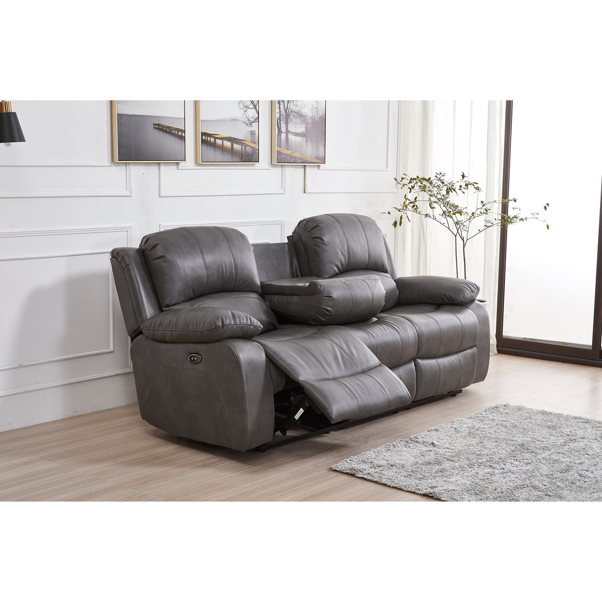 Betsy Furniture 2 Piece Bonded Leather Power Reclining Living Room Set, Sofa and Loveseat