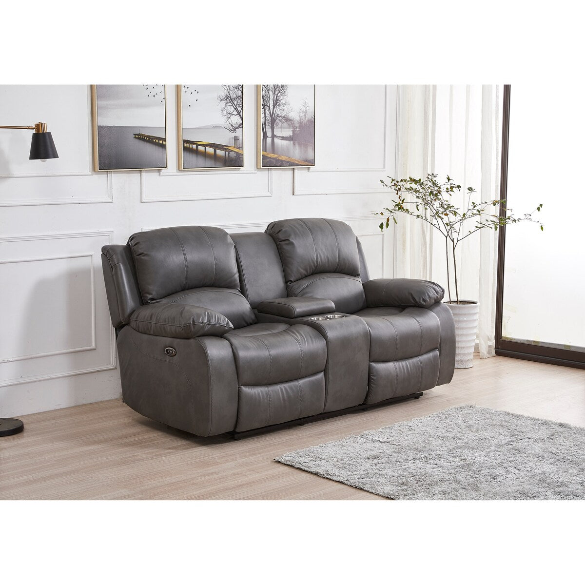 Betsy Furniture 3 Piece Bonded Leather Power Reclining Living Room Set, Sofa, Loveseat and Chair