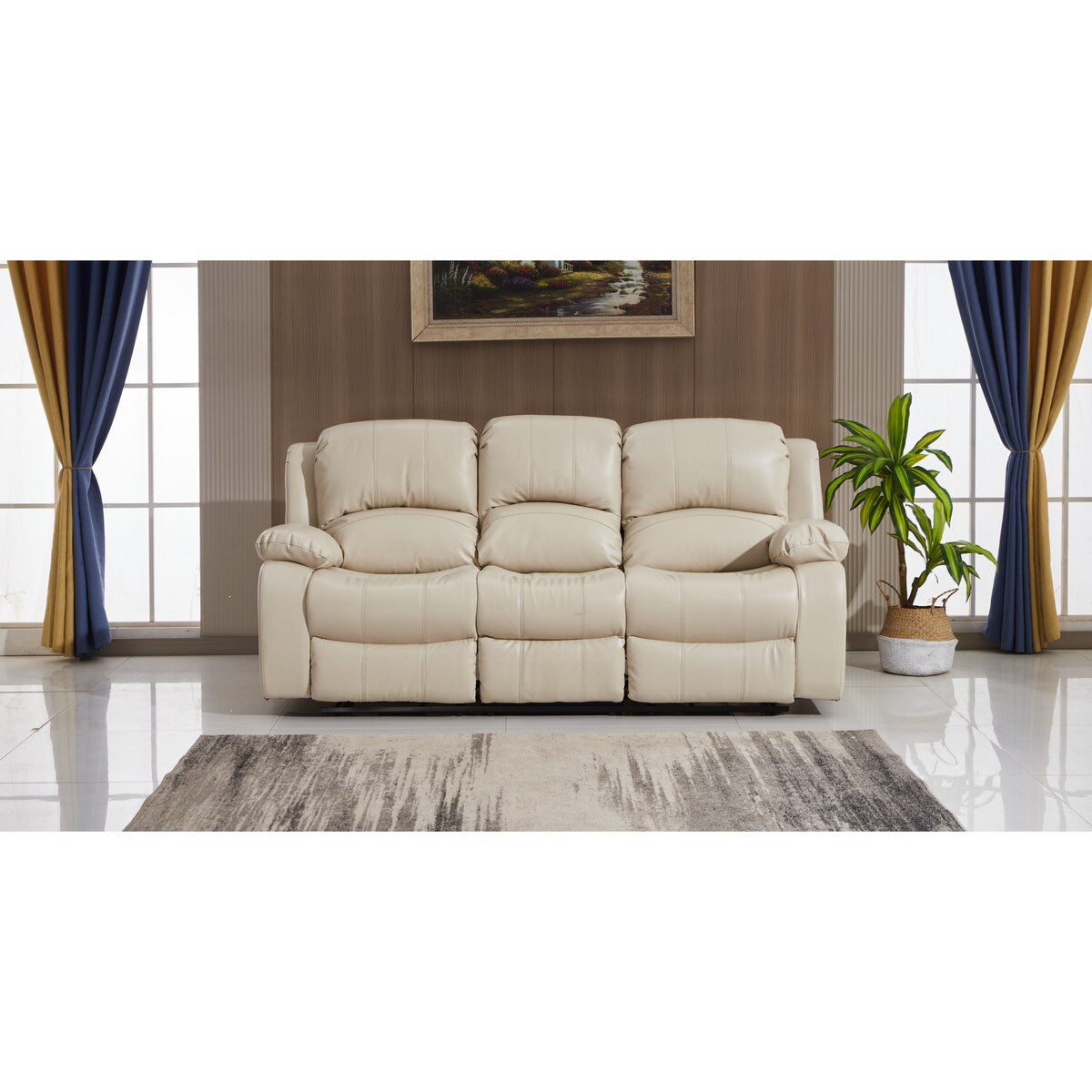 Betsy Furniture 3 Piece Bonded Leather Power Reclining Living Room Set, Sofa, Loveseat and Chair