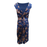 Betsy & Adam Women's Foil-Print Sheath Dress (10, Navy Copper)