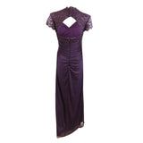 Betsy & Adam Women's Lace Empire-Waist Gown (6, Eggplant)