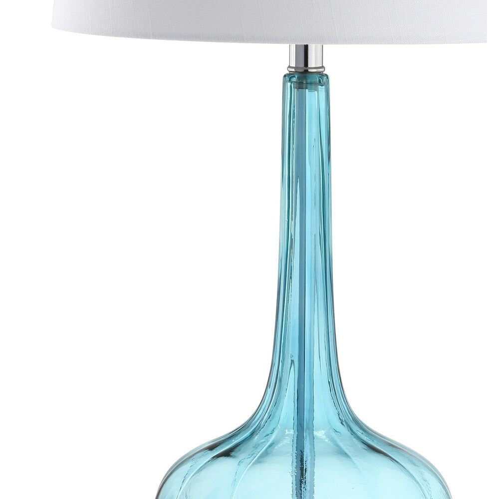 Bette 28.5" Glass Teardrop LED Table Lamp, Aqua (Set of 2) by JONATHAN Y