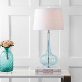 Bette 28.5" Glass Teardrop LED Table Lamp, Aqua (Set of 2) by JONATHAN Y