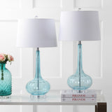 Bette 28.5" Glass Teardrop LED Table Lamp, Aqua (Set of 2) by JONATHAN Y