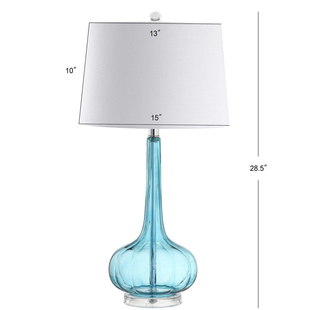 Bette 28.5" Glass Teardrop LED Table Lamp, Aqua (Set of 2) by JONATHAN Y