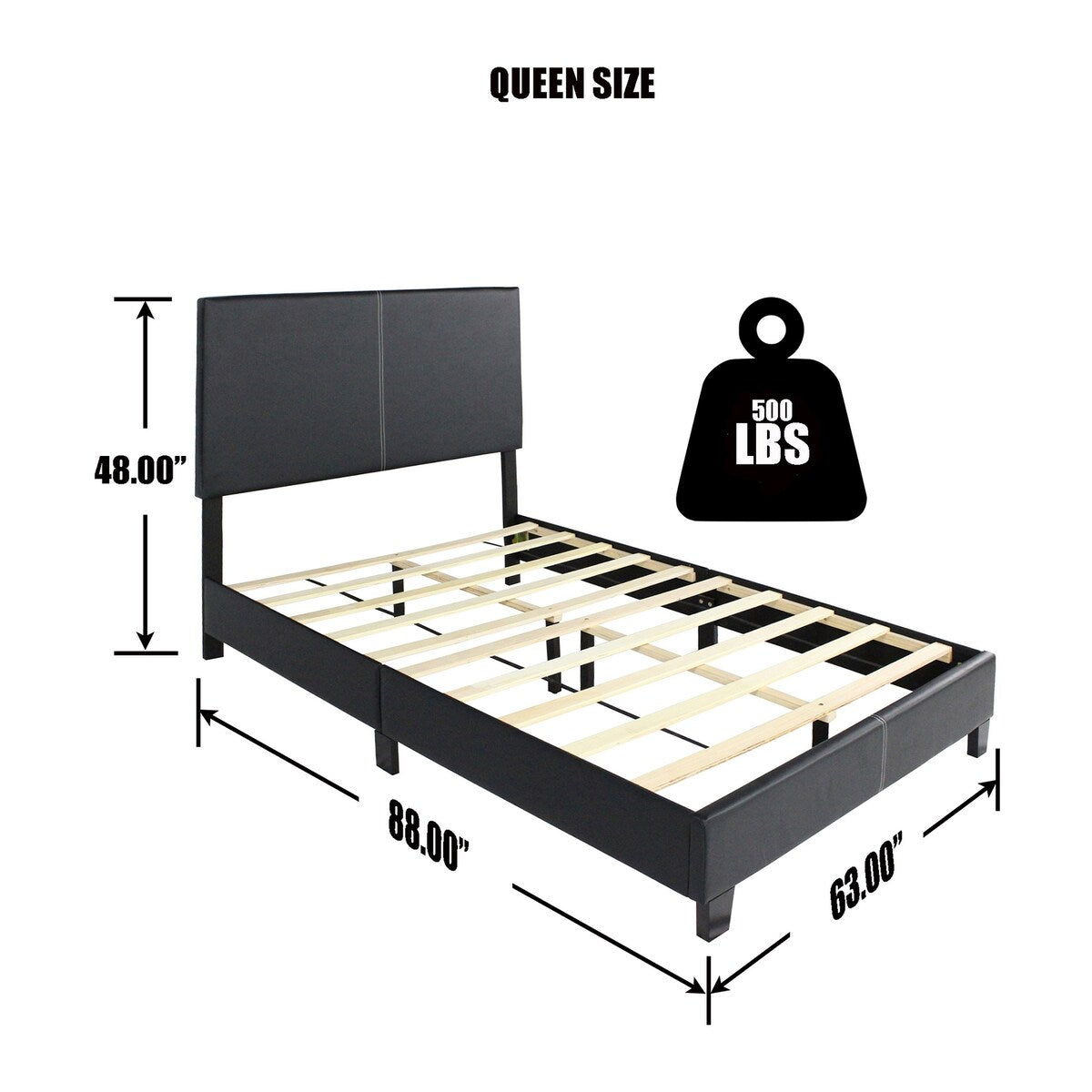 Better Home Nora Faux Leather Upholstered Queen Panel Bed - Black