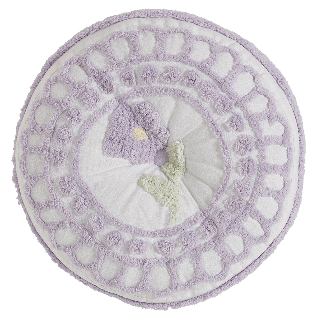 Better Trends Bloomfield Round Pillow 100% Cotton Tufted Chenille in Floral Design