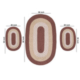 Better Trends Country Braid 100% Polypropylene 3 Pc Set Stain Resistant, Double Sided Reversible Indoor Area Utility Rug