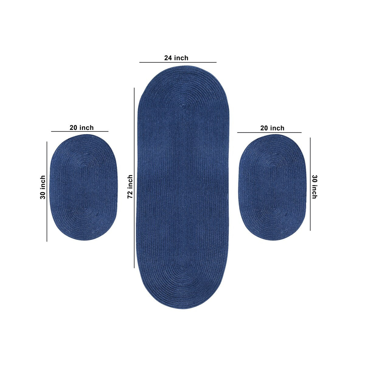 Better Trends Country Braid 100% Polypropylene 3 Pc Set Stain Resistant, Double Sided Reversible Indoor Area Utility Rug