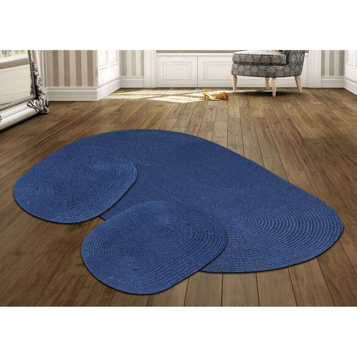 Better Trends Country Braid 100% Polypropylene 3 Pc Set Stain Resistant, Double Sided Reversible Indoor Area Utility Rug