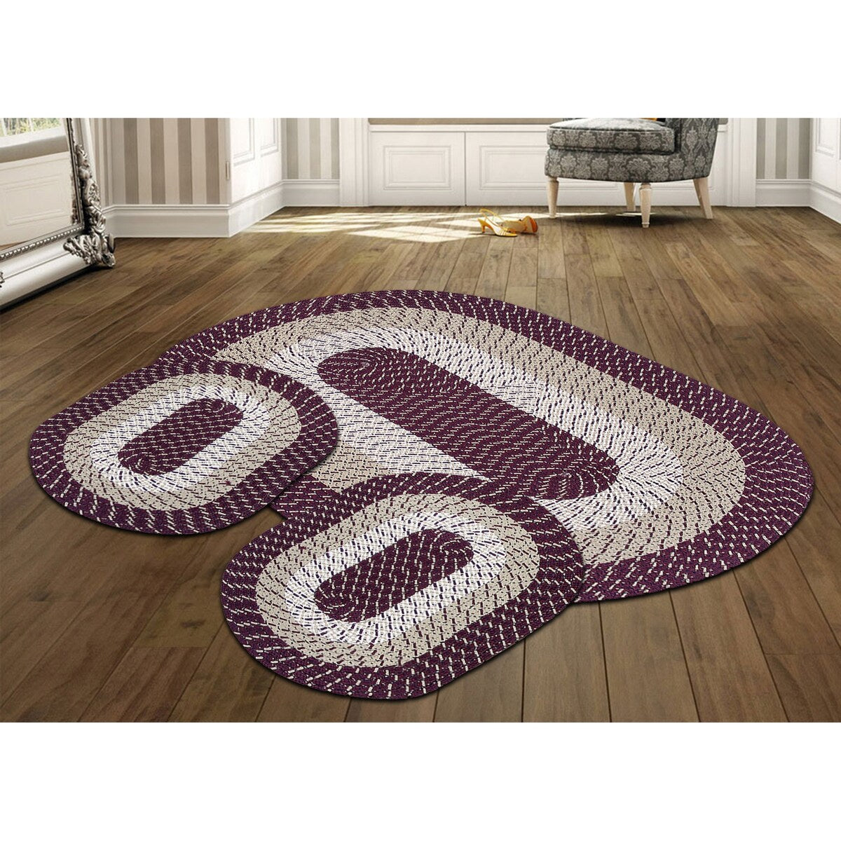 Better Trends Country Braid 100% Polypropylene 3 Pc Set Stain Resistant, Double Sided Reversible Indoor Area Utility Rug