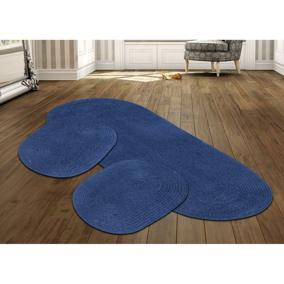 Better Trends Country Braid 100% Polypropylene 3 Pc Set Stain Resistant, Double Sided Reversible Indoor Area Utility Rug