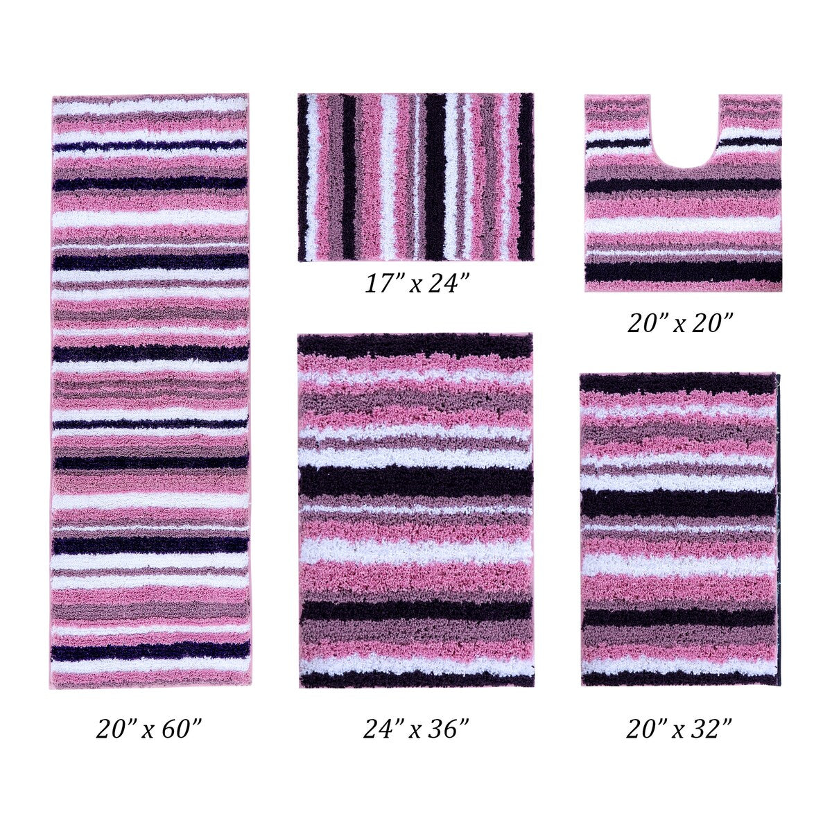 Better Trends Bath Rug 100% Polyester Super Absorbent Anti-Skid TPR Backing Bathroom Rug For Shower,Sink Mats Griffie Collection