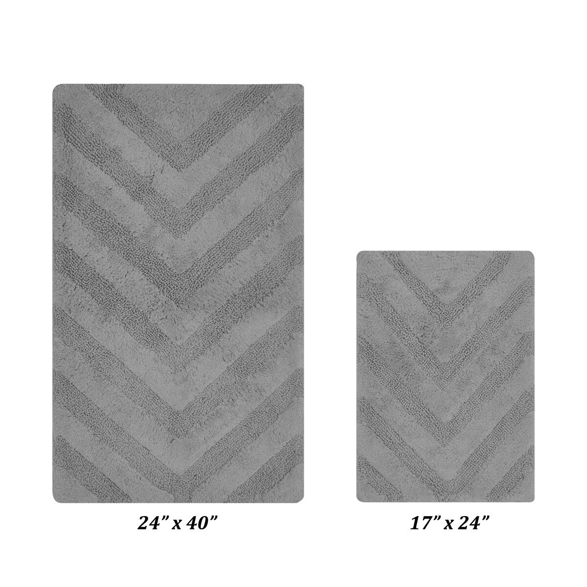 Better Trends Bathroom Rug Set 100% Cotton Tufted Water Absorbent Bath Rug for Shower, Sink Mats Machine Wash Hugo Collection