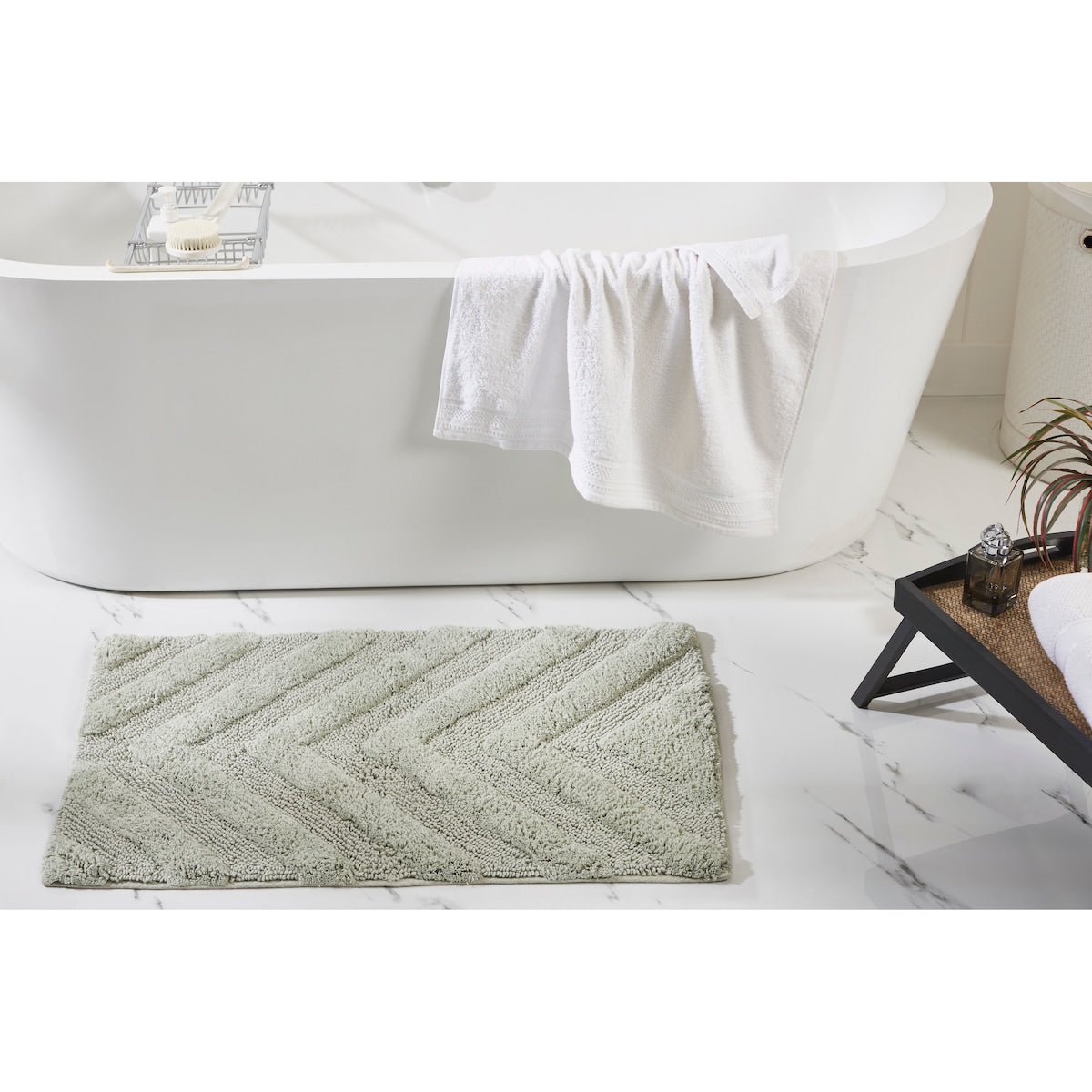Better Trends Bathroom Rug Set 100% Cotton Tufted Water Absorbent Bath Rug for Shower, Sink Mats Machine Wash Hugo Collection