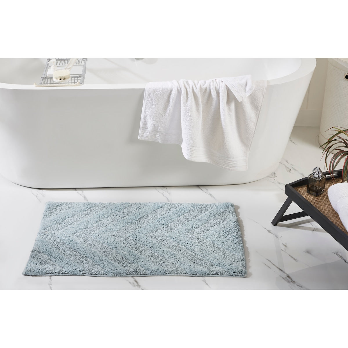 Better Trends Bathroom Rug Set 100% Cotton Tufted Water Absorbent Bath Rug for Shower, Sink Mats Machine Wash Hugo Collection