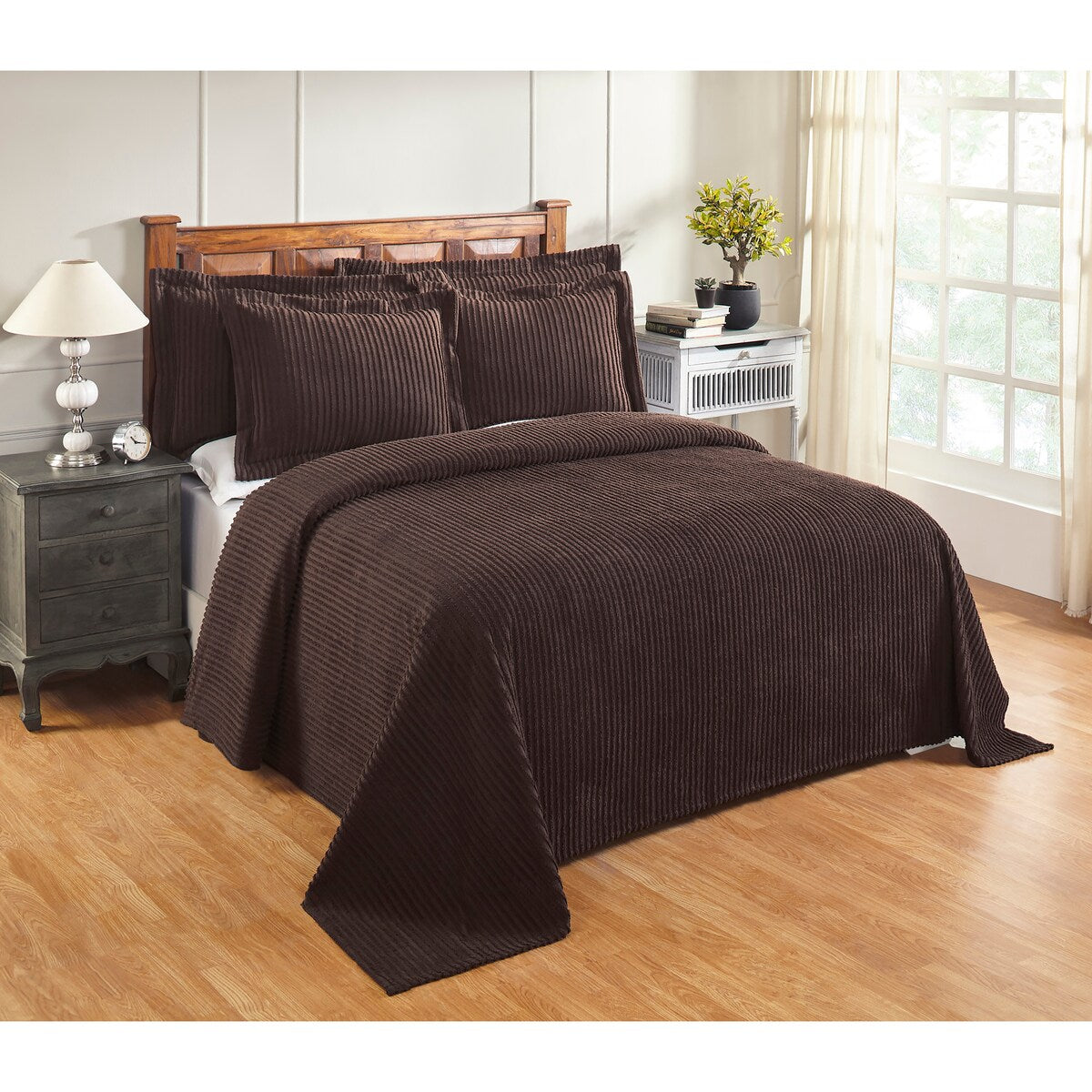 Better Trends Chenille Bedspread Set w/Sham 100% Cotton Soft Lightweight All-Season Fluffy & Cozy Bedding Set Jullian Collection