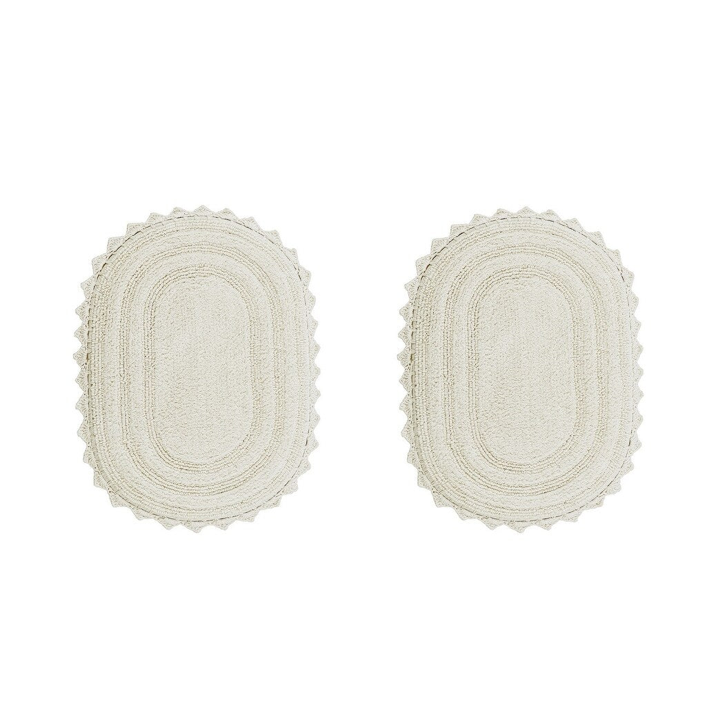 Better Trends Oval Bath Rugs Set 100% Cotton Soft & Water Absorbent Tufted Bathroom Rug for Shower, Sink Bath Mats Lilly Crochet