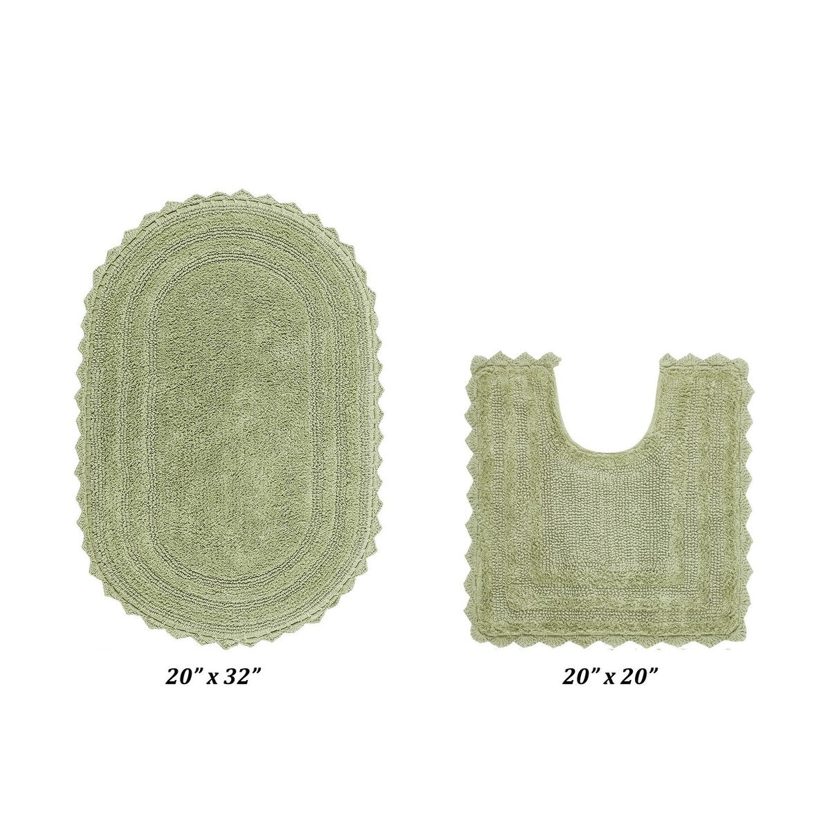 Better Trends Oval Bath Rugs Set 100% Cotton Soft & Water Absorbent Tufted Bathroom Rug for Shower, Sink Bath Mats Lilly Crochet