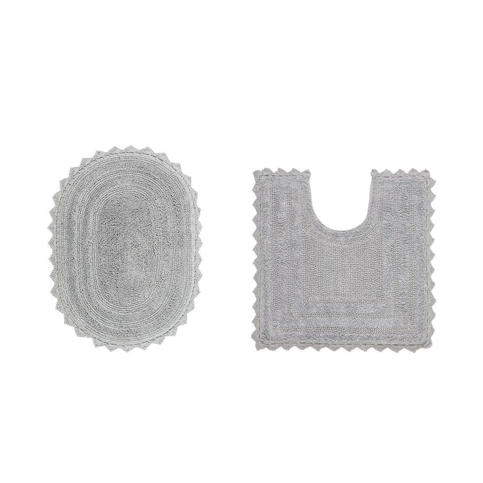 Better Trends Oval Bath Rugs Set 100% Cotton Soft & Water Absorbent Tufted Bathroom Rug for Shower, Sink Bath Mats Lilly Crochet