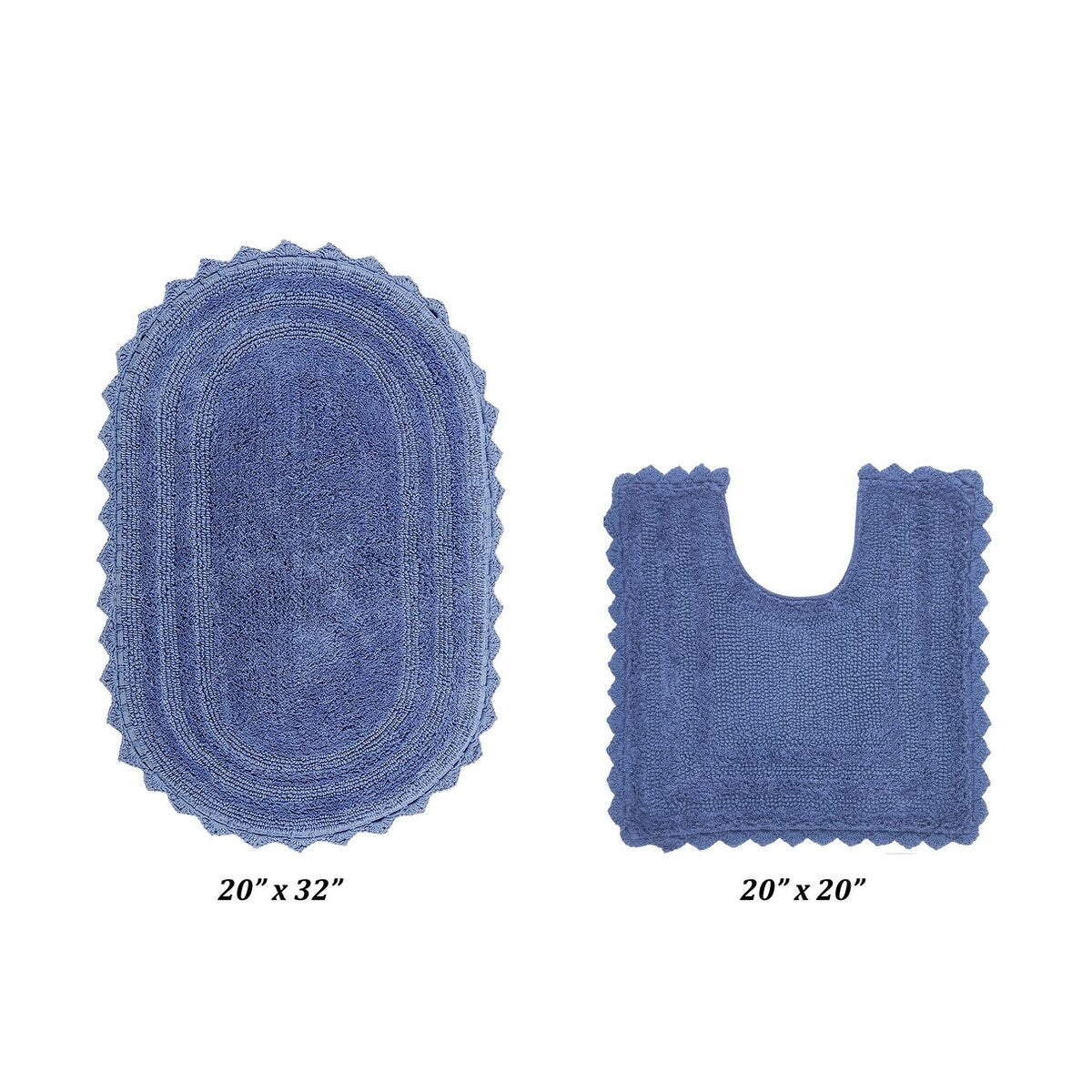 Better Trends Oval Bath Rugs Set 100% Cotton Soft & Water Absorbent Tufted Bathroom Rug for Shower, Sink Bath Mats Lilly Crochet