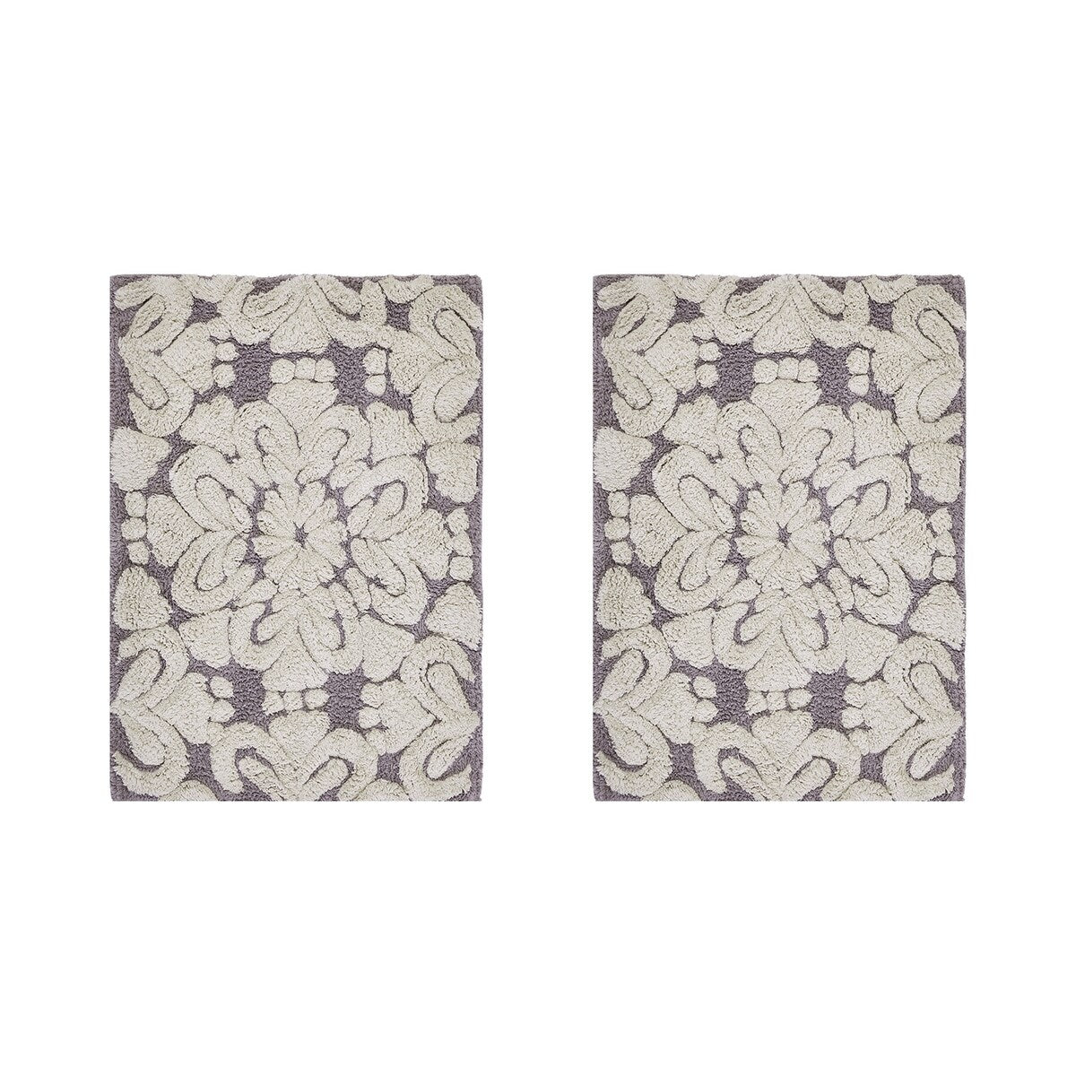 Better Trends Medallion Collection 100% Cotton 2-Pc Set Bathroom Rugs-Soft & Super Absorbent, Non-Skid Latex, Machine Washable