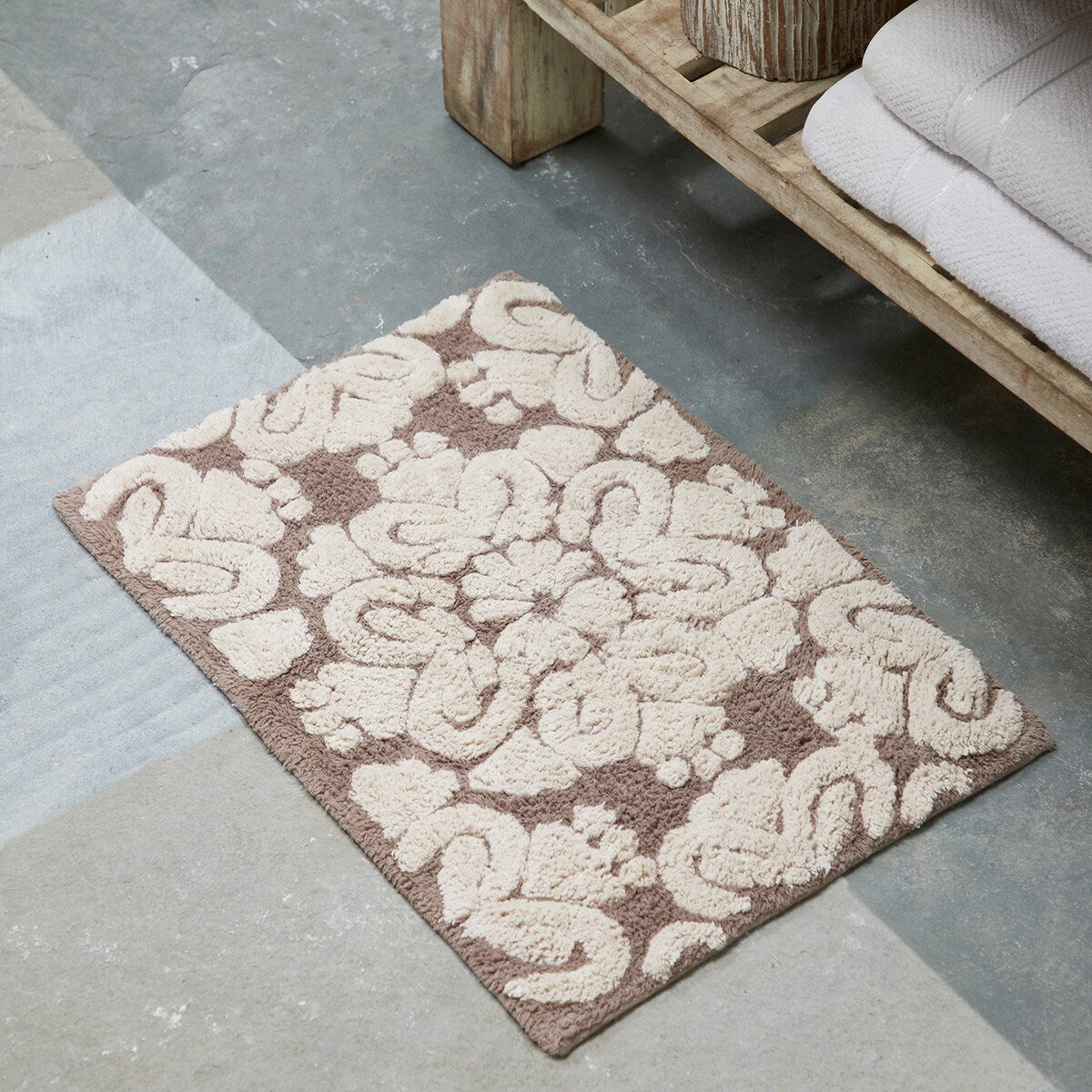 Better Trends Medallion Collection 100% Cotton 2-Pc Set Bathroom Rugs-Soft & Super Absorbent, Non-Skid Latex, Machine Washable