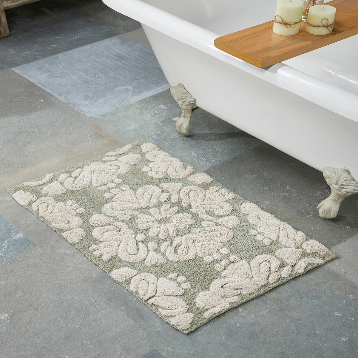 Better Trends Medallion Collection 100% Cotton 2-Pc Set Bathroom Rugs-Soft & Super Absorbent, Non-Skid Latex, Machine Washable