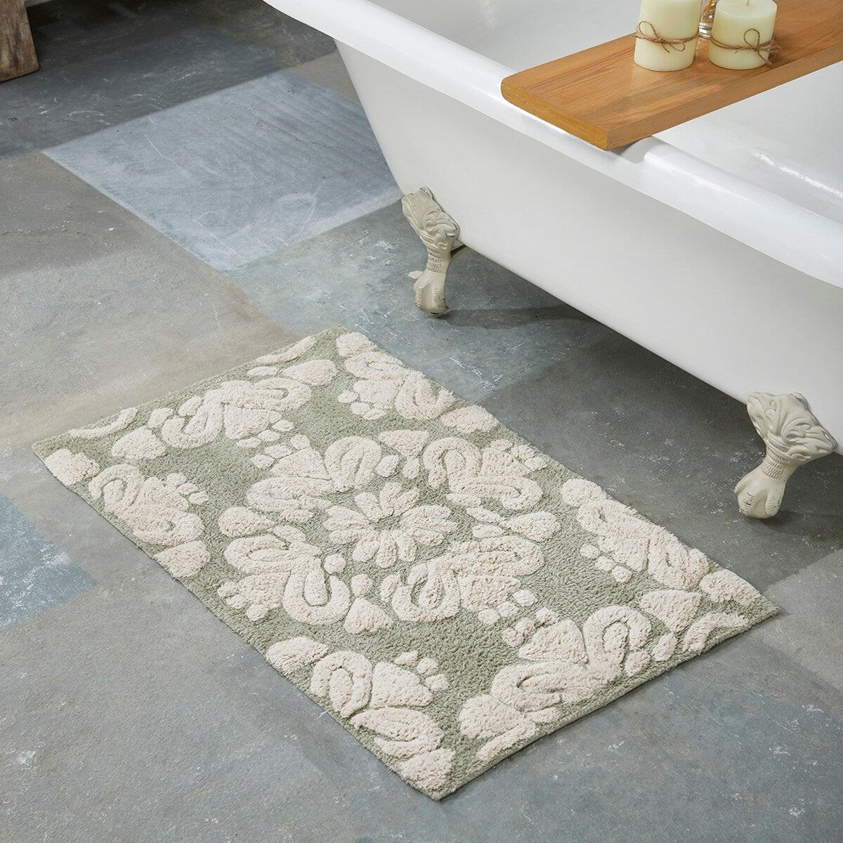 Better Trends Medallion Collection 100% Cotton 2-Pc Set Bathroom Rugs-Soft & Super Absorbent, Non-Skid Latex, Machine Washable