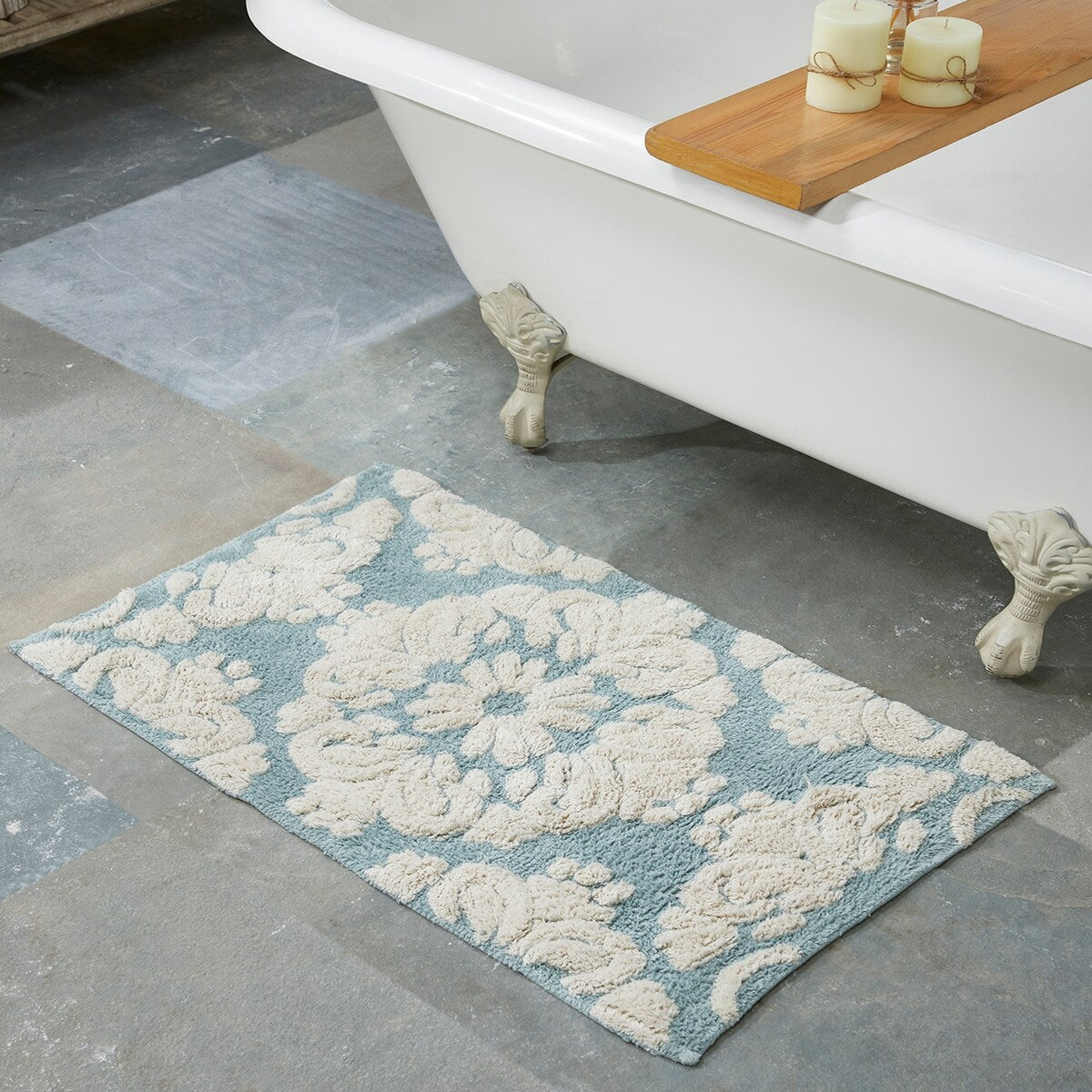 Better Trends Medallion Collection 100% Cotton 2-Pc Set Bathroom Rugs-Soft & Super Absorbent, Non-Skid Latex, Machine Washable