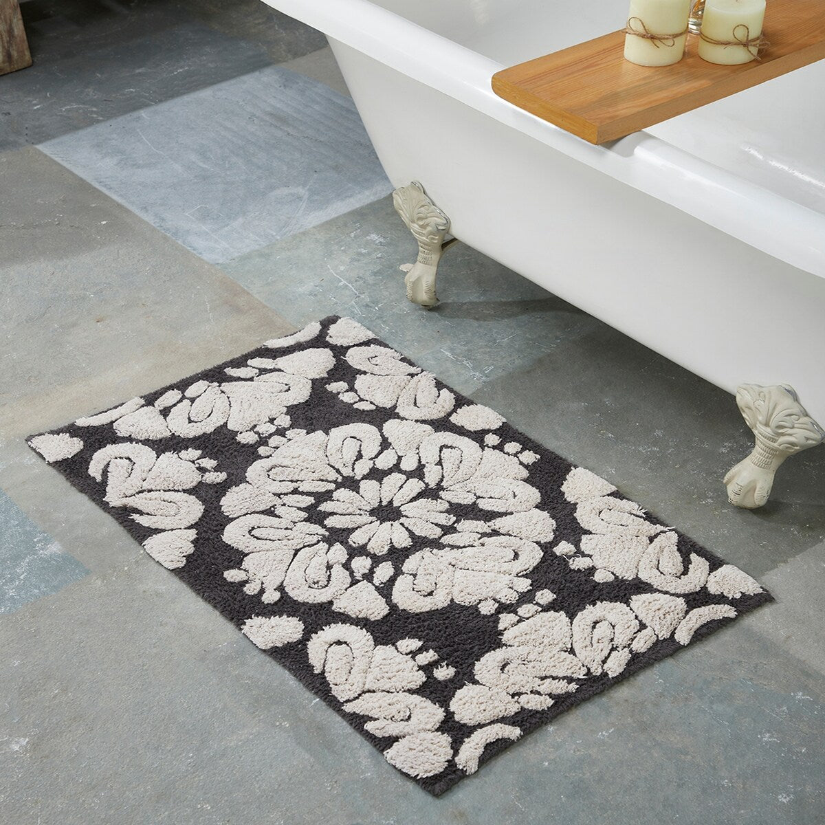 Better Trends Medallion Collection 100% Cotton 2-Pc Set Bathroom Rugs-Soft & Super Absorbent, Non-Skid Latex, Machine Washable