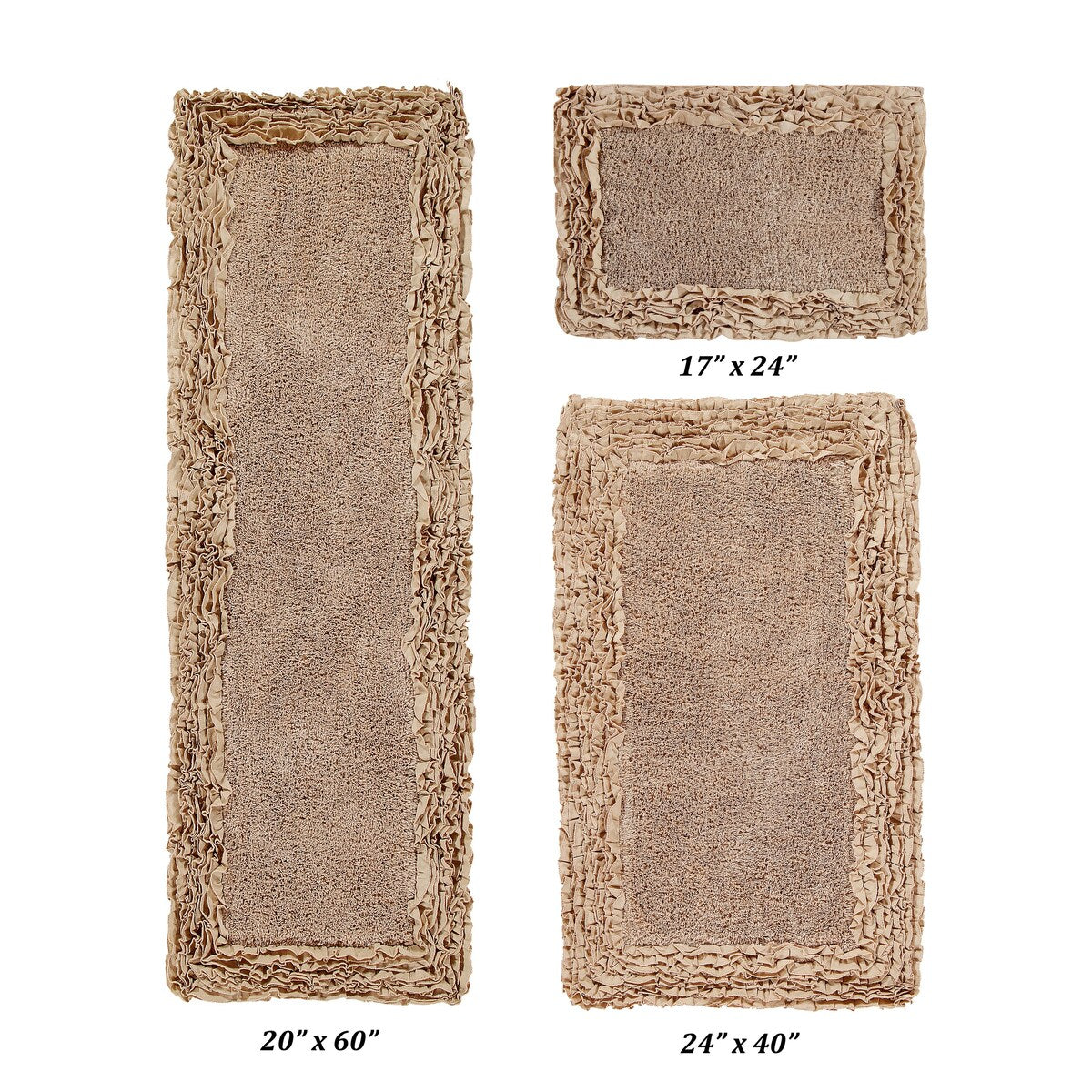 Better Trends Shaggy Border Collection Bathroom Rug -100% Cotton Tufted, Non-Skid Spray Latex Backing, Machine Washable Bath Mat