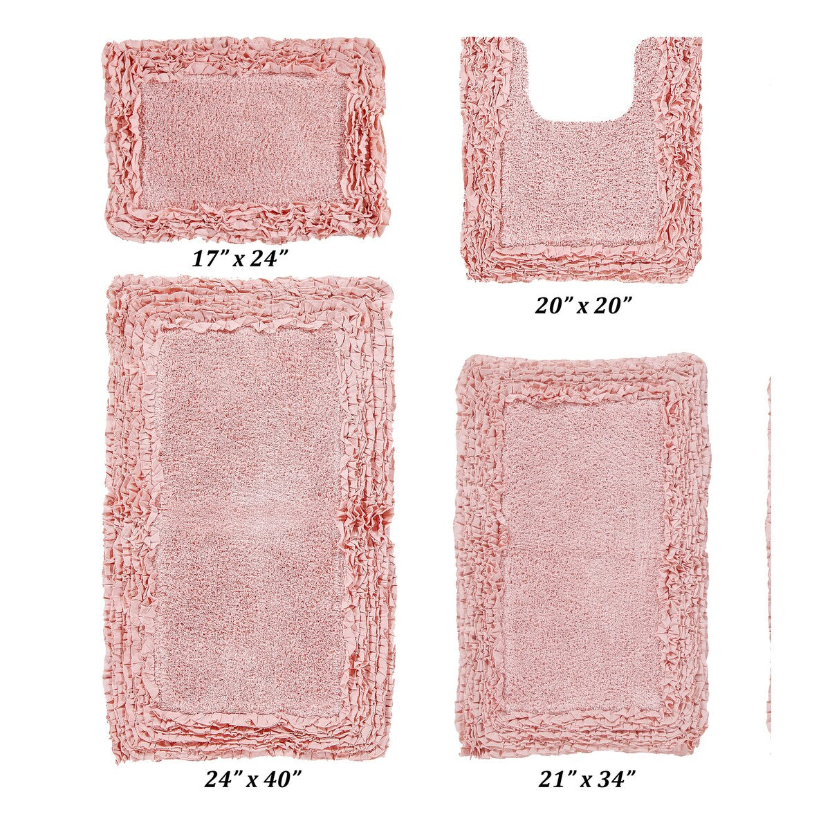 Better Trends Shaggy Border Collection Bathroom Rug -100% Cotton Tufted, Non-Skid Spray Latex Backing, Machine Washable Bath Mat