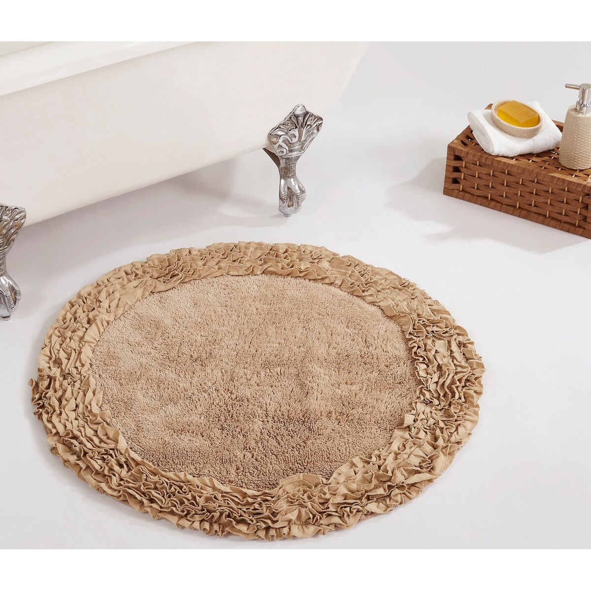 Better Trends Shaggy Border Collection Bathroom Rug -100% Cotton Tufted, Non-Skid Spray Latex Backing, Machine Washable Bath Mat