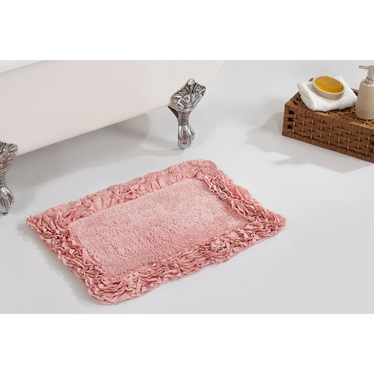 Better Trends Shaggy Border Collection Bathroom Rug -100% Cotton Tufted, Non-Skid Spray Latex Backing, Machine Washable Bath Mat