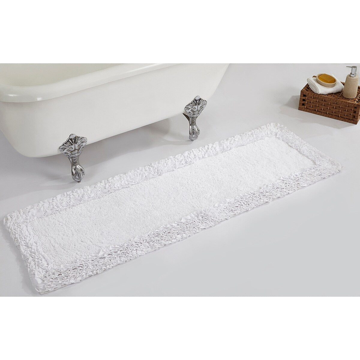 Better Trends Shaggy Border Collection Bathroom Rug -100% Cotton Tufted, Non-Skid Spray Latex Backing, Machine Washable Bath Mat