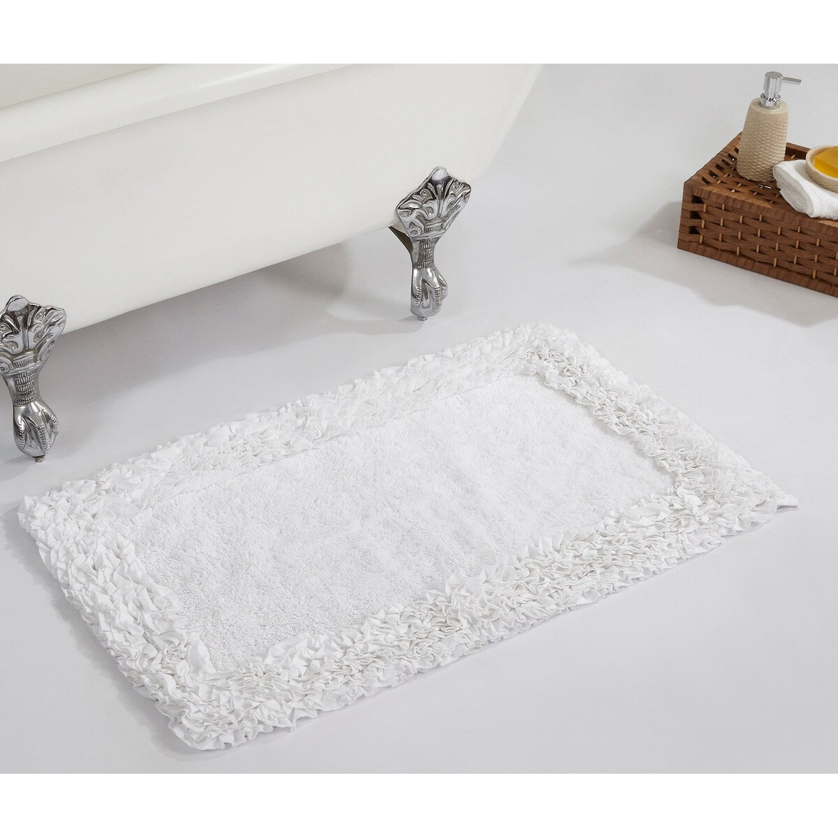Better Trends Shaggy Border Collection Bathroom Rug -100% Cotton Tufted, Non-Skid Spray Latex Backing, Machine Washable Bath Mat