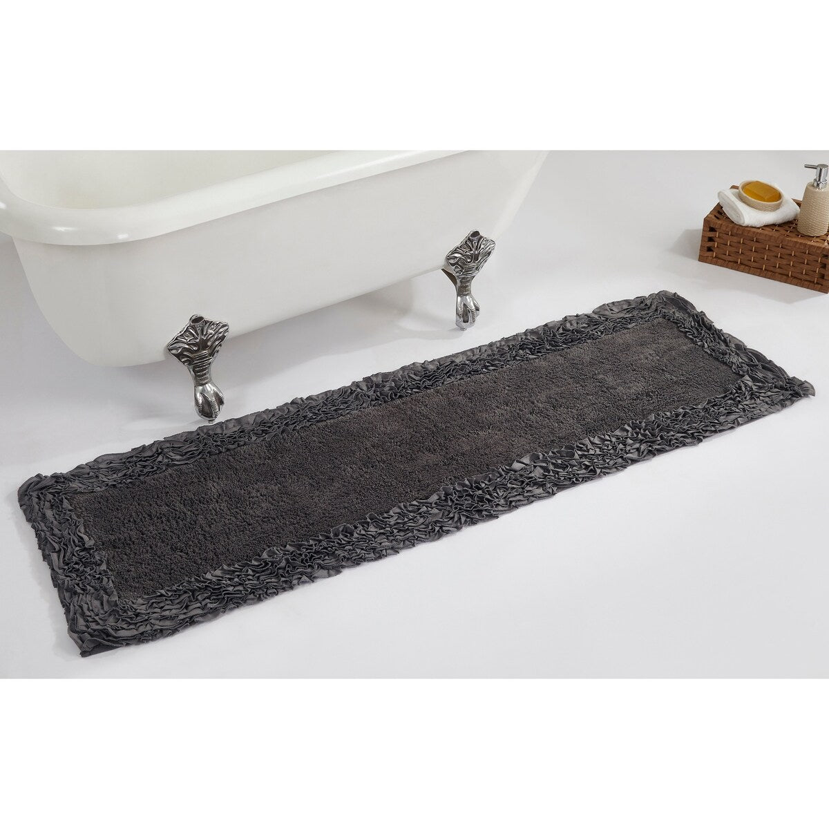Better Trends Shaggy Border Collection Bathroom Rug -100% Cotton Tufted, Non-Skid Spray Latex Backing, Machine Washable Bath Mat