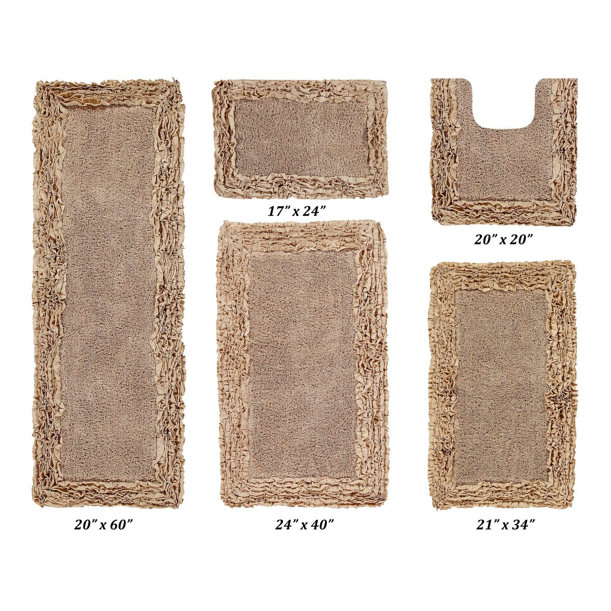 Better Trends Shaggy Border Collection Bathroom Rug -100% Cotton Tufted, Non-Skid Spray Latex Backing, Machine Washable Bath Mat