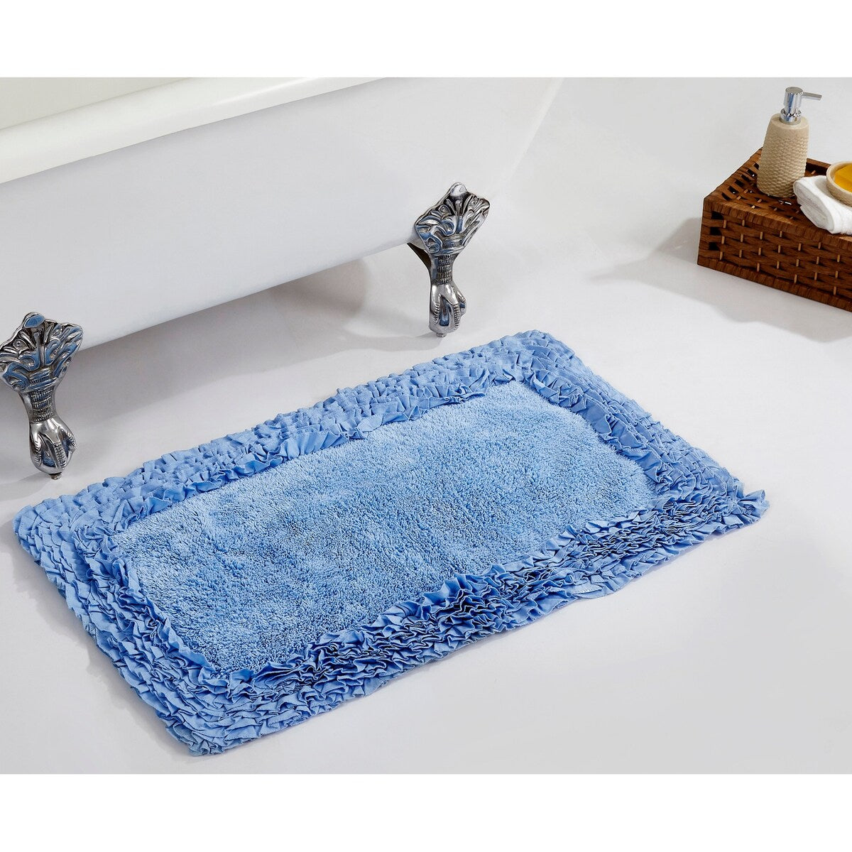 Better Trends Shaggy Border Collection Bathroom Rug -100% Cotton Tufted, Non-Skid Spray Latex Backing, Machine Washable Bath Mat